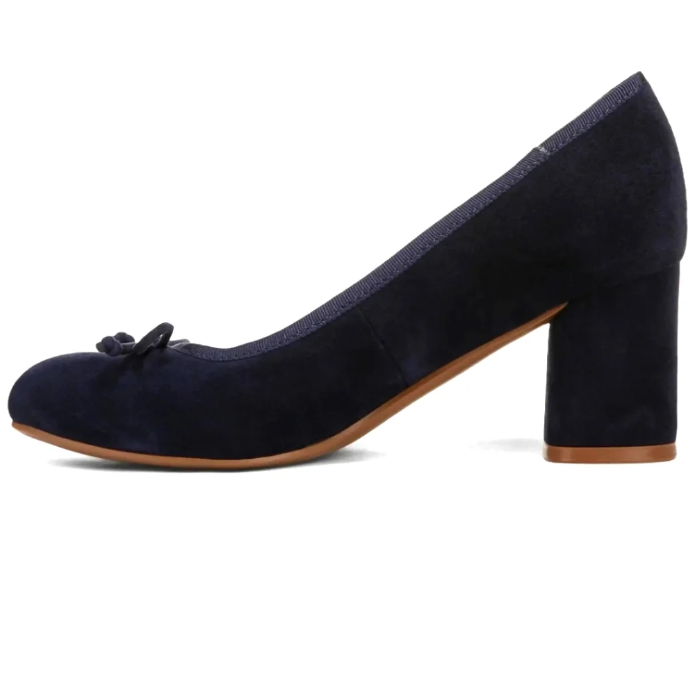 Naturalizer Navy Suede Block Heel Pumps - Picture 3 of 6